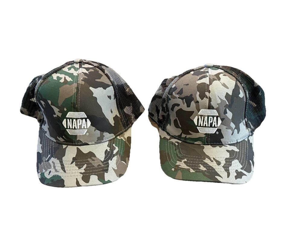 Lot Of 2 Napa Auto Mens Camo Adjustable SnapBack Trucker Hat Baseball Cap